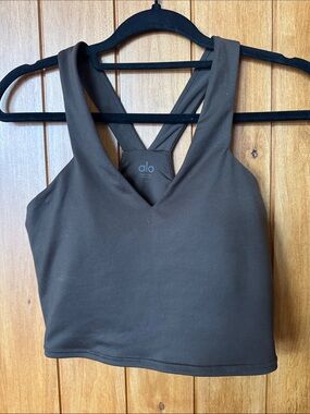 ALO Yoga Brown Airbrush Real Bra Cropped Tank Top
